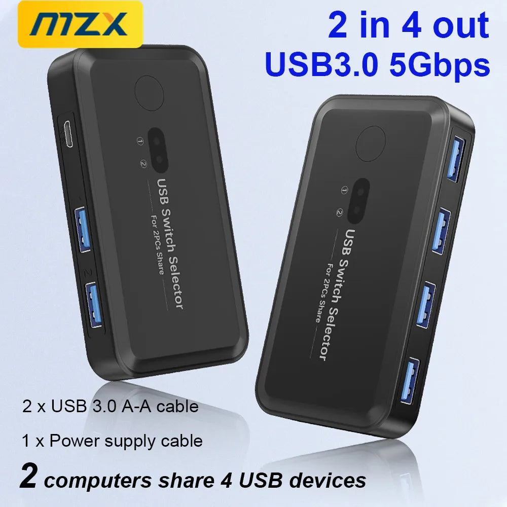 MZX USB 3.0 Switch KVM Switcher Selector KM Hub Docking Station Dock 2 Computer Laptop PC Accessories Share Keyboard for Macbook