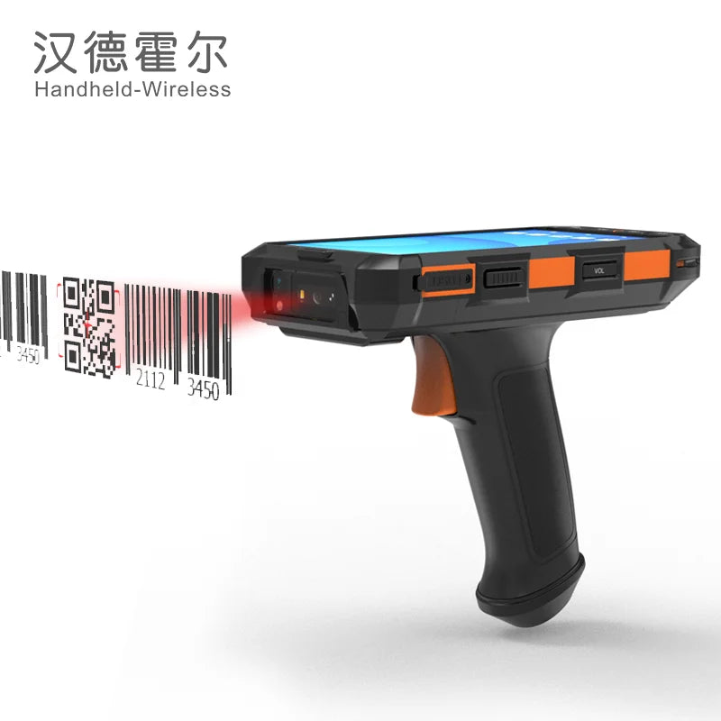 5.5inch Portable Handgrip Android 13 PDAS Rfid Reader Scanner Rug Handheld Barcode Scanner with 8000mah 64g Octa Core WiFi NFC