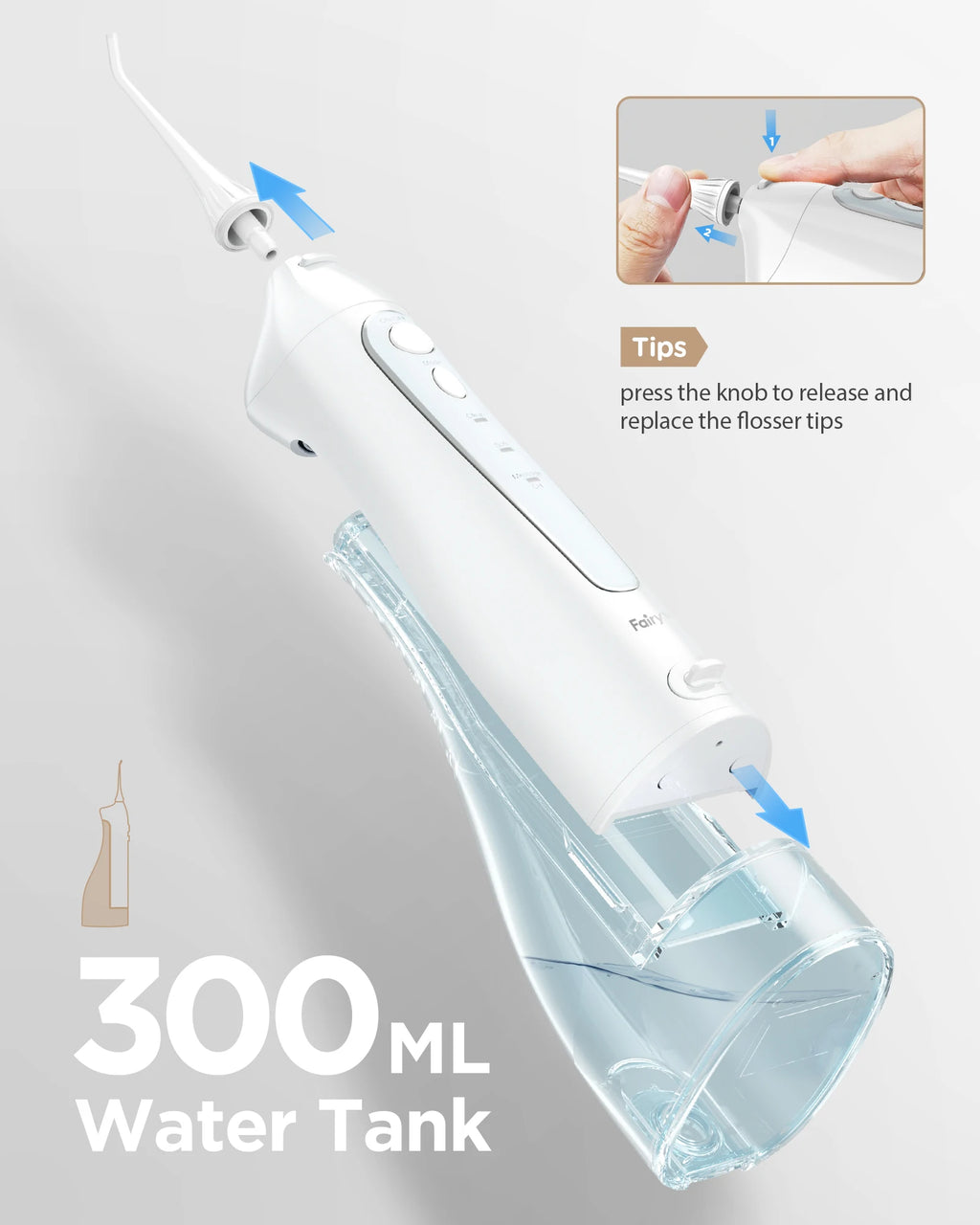 Fairywill Water Flossers Oral Irrigator & Electric Toothbrush Rechargeable Portable for Teeth Waterproof Teeth Cleaner