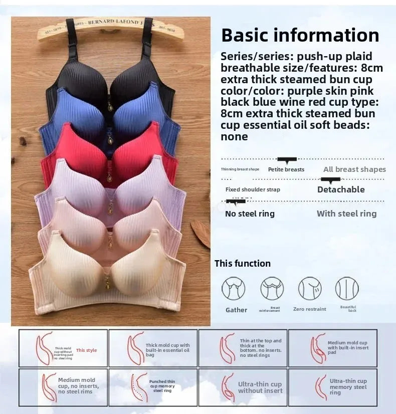 8CM Thick Padded Push Up Bra for Small Chest Seamless Wireless Comfort T-Shirt Bra Natural Lingerie with Adjustable Straps