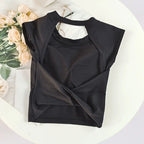 Women's Slim Fit Open Back Sports Tank Built in Fixed Cups Breathable Pilates Yoga Workout Top