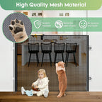 150×78cm Retractable Pet Gate Extendable Mesh Safety Barrier for Dogs Cats No Drill Installation Child Proof Gate Stairs Door