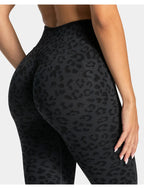 Teveo Tight-fitting Leopard-print Seamless Yoga Pants with Nude-skin High Elasticity Suitable for Fitness Running Pants