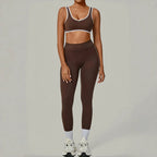2PCS Women's Yoga Set High Waist Peach Hip Removable Padding Sports Bra Pants Fitness Suit Running Workout Gym Leggings Yoga Set