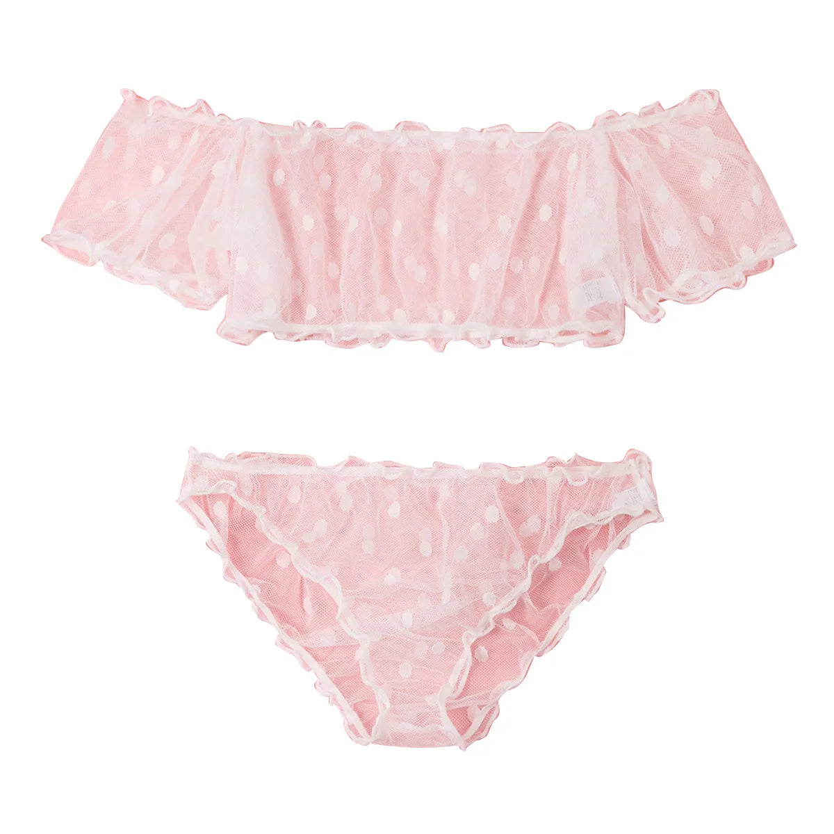Polka Dot Pattern Semi-sheer Design Lingerie Set Bustier Top And Panty Sets Women's Clothing Main image