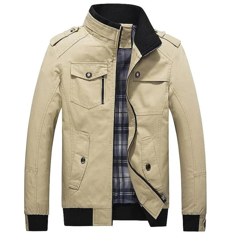 2023 new Pilot Bomber Jacket Coats Mens Cotton Cargo Jackets With Zipper Pockets Retro Casual Work Jacket Male Clothing Outwear