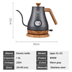 800W Electric Kettle Long Spout Coffee Kettle Tea Pot Hand Brewing Coffee Pot Tea Maker with Temperature Controller 1L