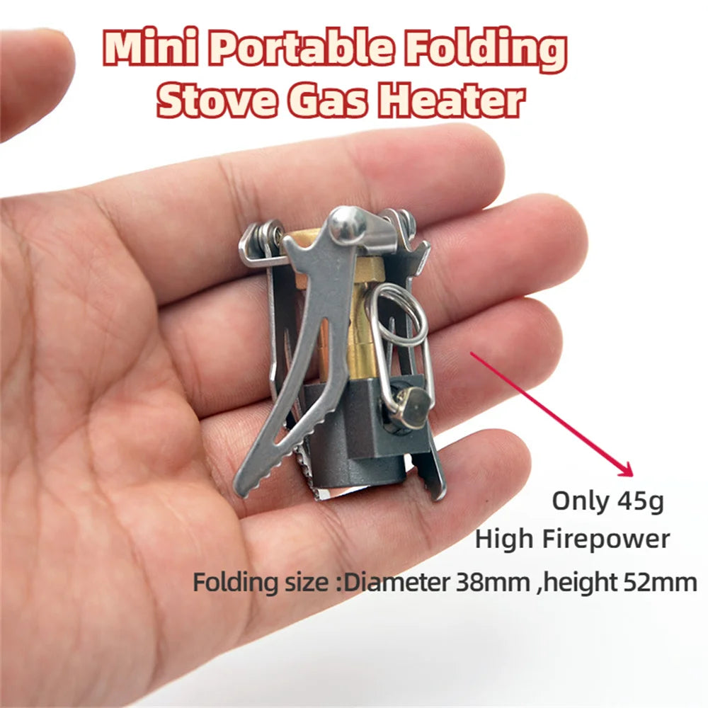 Outdoor Gas Stove Camping Burner Portable Mini Folding Stove Gas Heater Survival Furnace Foldable Furance Head for Picnic Cooker Main image