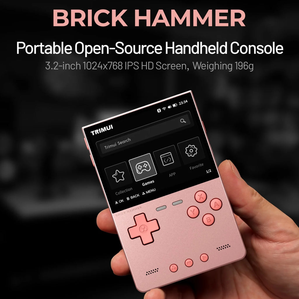 NEW TRIMUI BRICK Hammer Handheld Game Console 3.2'' IPS Screen Linux System Metal Body Key LED Lighting Free Key cap Gifts
