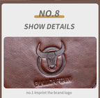 BULLCAPTAIN Men's Genuine Leather Chest Bag Casual Retro 7.9-inch Mobile Phone Bag Multifunctional Anti-Theft Crossbody Bag