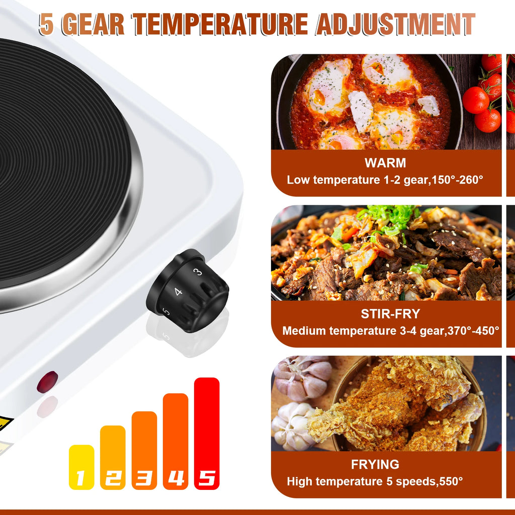 5-Speed 1000W Electric Stove Hot Plate Iron Burner Home Kitchen Cooker Coffee Heater Household Cooking Appliances