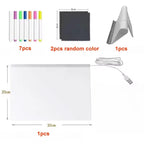 LED Light-Up Acrylic Message Board Erasable USB Drawing Board Birthday Gift Bar Advertising for Creative Activities with Stand