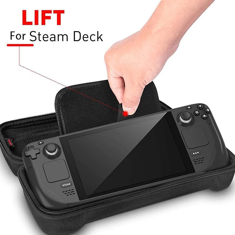 Storage Box for for Steam Deck Oled Console with Handle Carry Case Shockproof Hard EVA Zip Pouch Net Pocket for Cable Charger