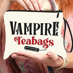VAMPIRE Teabags Themed Toiletry Bag Menstrual Period Pouch Fashionable Portable Travel Organizer Creative Wristlet Makeup Bags