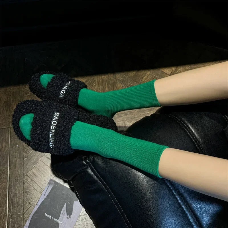33 Colors Summer Cotton Soft Socks Happy Colorful Women's Mid-tube Stocking Fashion Trend Red Green Ankle Sox Autumn Hosiery