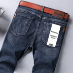 2024  Straight Regular Blue Stretch Denim Trousers Spring Autumn Men Classic Jeans Business Fashion Men's Smart Jeans