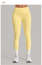 Women's Gym High-waisted High-stretch Yoga Pants with Side Pockets Leggings Workout Running Tights Quick-dry Fitness Trousers