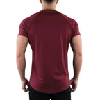 Men Summer Fitness Plain Gym T-shirt Clothing O-Neck Short Sleeve T shirt Cotton Slim Fit Tshirt Bodybuilding Workout Tees Tops