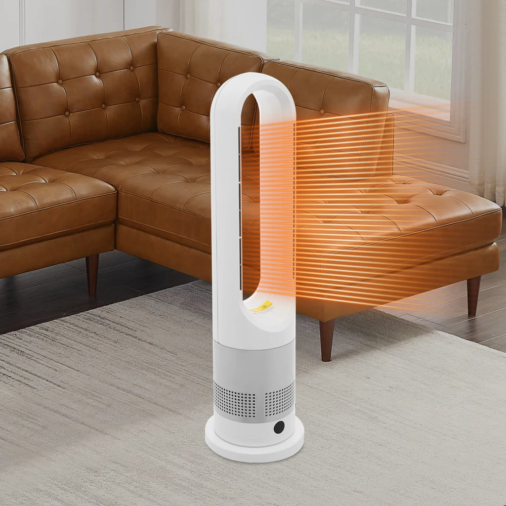 Cooling & Heating Bladeless Fan 220V W/ Timer Remote Control 8 Wind Speed Home Silent  Air Conditioner Heater LED Display