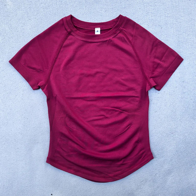 Seamless Yoga Top for Women Short Sleeve Gym Crop Top Light Weight Yoga Shirts Fitness Gym Shirts Stretchy Sports Shirts