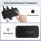 MZX USB 3.0 Switcher KM Switch Selector KVM Hub Docking Station 2 Computer Laptop PC Desktop Accessories Share Printer Keyboard