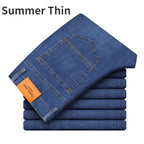 Man Pants Office Business Jeans Men Classic Blue Black Cotton Stretch Straight Denim Pants Male Brand Trousers