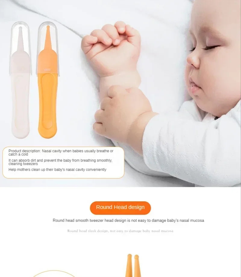 Baby Nose Cleaner Tool Toddler Nasal Cavity Care Supplies Kids Safety Tweezers Cleaning Forceps Baby Essentials Plastic Tweezers