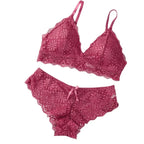 Women Push-Up Bra Set Sexy Lingerie Floral Lace Wire Free Bralette Low Rise Panties Sexy Briefs Female Underwear Intimates