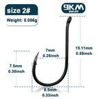 9KM Chinu Hooks 50~100Pcs Single Fishing Circle Hook Black High Carbon Steel for Saltwater Freshwater Porgy Bream Grouper