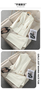 NAVIU New 2024 Women Pant Suits Pink Blazer And Jacket Set Office Ladies Work Business Uniform Female Pantsuit OL Style Beige