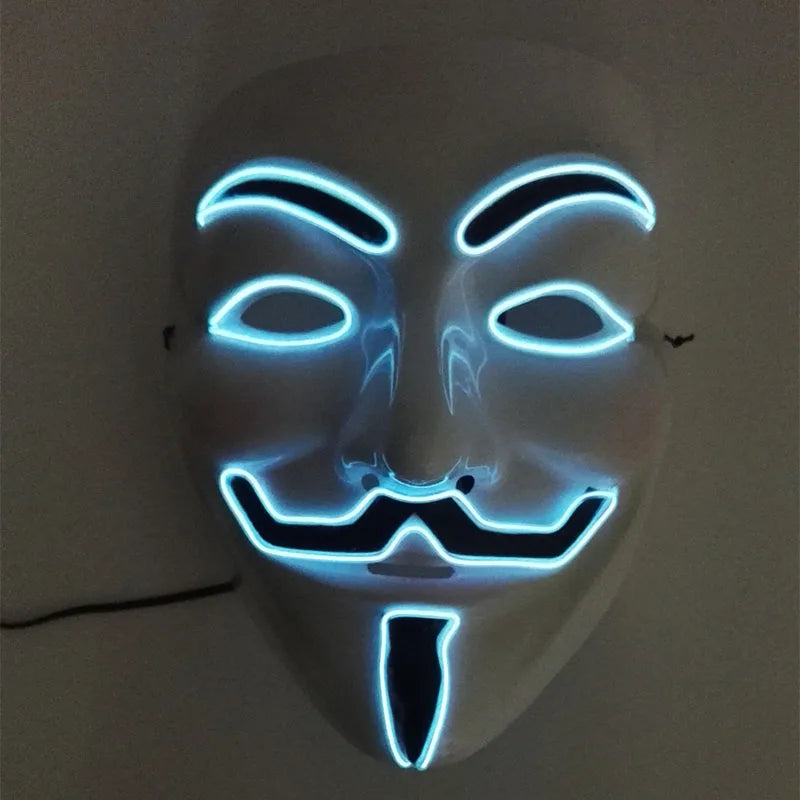 V For Vendetta Mask Cosplay Guy Fawkes Hacker Glowing Mask For Halloween Carnival  Decor Props