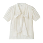 Blouses Shirts Women Blouse Shirt New Summer Bow Collar Embroidery Blouse Shirt Women Tops Short Sleeve Blusas Para Mujer Q4102