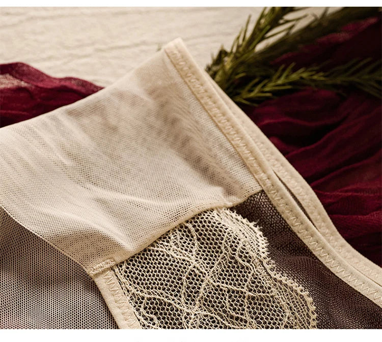 SuyaDream, Woman Lace Bra Set, Real silk Linings, Thin Mold Cup, Wire Free, Meshes Sheer Underwears, 2025 cozy Intimates