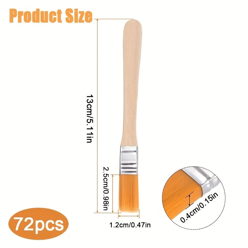 24/48/72 nylon brushes, short wooden handle art paint brushes, watercolor brushes, wall brushes, art brushes, cleaning tools