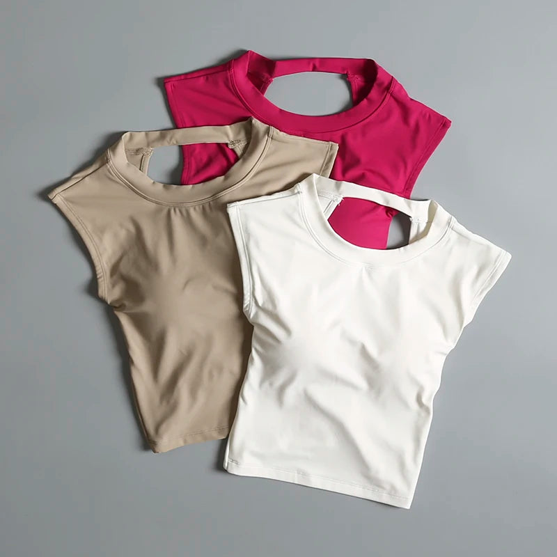 Sexy Backless Sports Vest Women Fixed Chest Pad Tight Quick-Drying Slim Fit Yoga Top Breathable Fitness Shirt