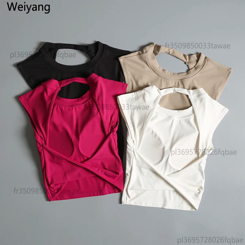 Sexy Backless Sports Vest Women Fixed Chest Pad Tight Quick-Drying Slim Fit Yoga Top Breathable Fitness Shirt