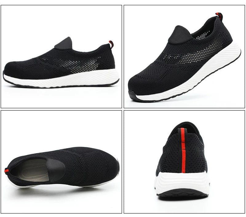 Summer Mesh Light Work Sneakers Steel Toe Protective Work Safety Shoes Men Women Breathable Construction Shoes Work Boots Men