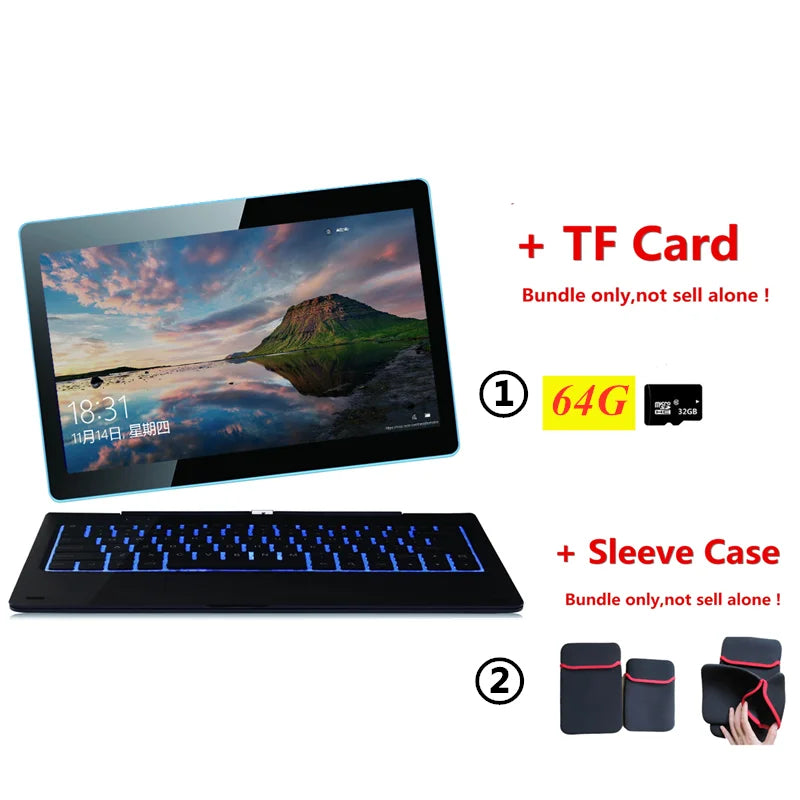 11.6'' Windows 10 Tablet PC 2GBDDR+64GB  Z3735G CPU 1366*768 IPS Screen Quad Core G12 Dual Camera 2 in1 With Docking Keyboard