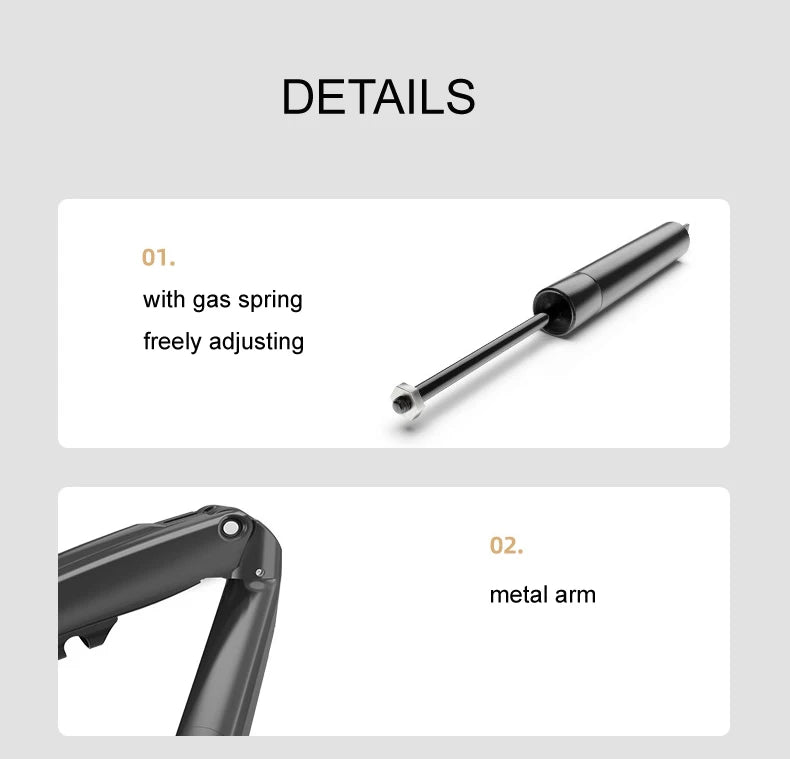 NB F80 + FP-2 full motion 360 rotate pivot 2-9kg gas spring arm 10"-17" laptop tray desktop stand clamp 10-90mm grommet hole