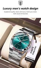 POEDAGAR Luxury Men's Watches Waterproof Luminous Date Week Men Watch Stainless Steel Casual Fashion Quartz Man Wristwatch Reloj