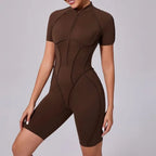 Women's Tracksuit Gym Workout Sports Clothes Outfit Zipper Jumpsuit Yoga Fitness Overalls Set Open Back Bodysuits Suit for Women