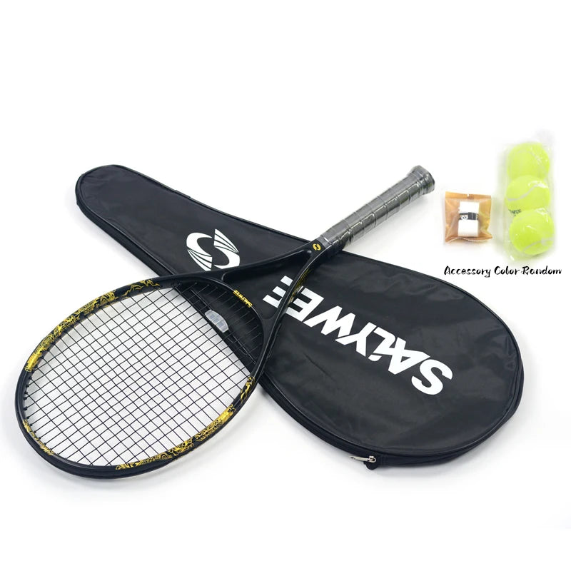 Golden-Dragon Carbon Fiber Tennis Racket For Adults, Ideal for Intermediate Training, Chinese Style Dragon, 50~60lbs, Free Gifts