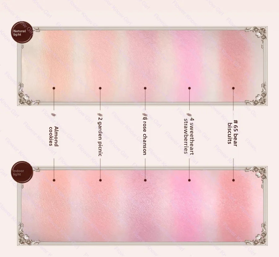 Flower Knows The Sweetie Bear Collection Satin embossed blush Lasting Matte Puffing Natural Brightening Facial Cosmetics 5g