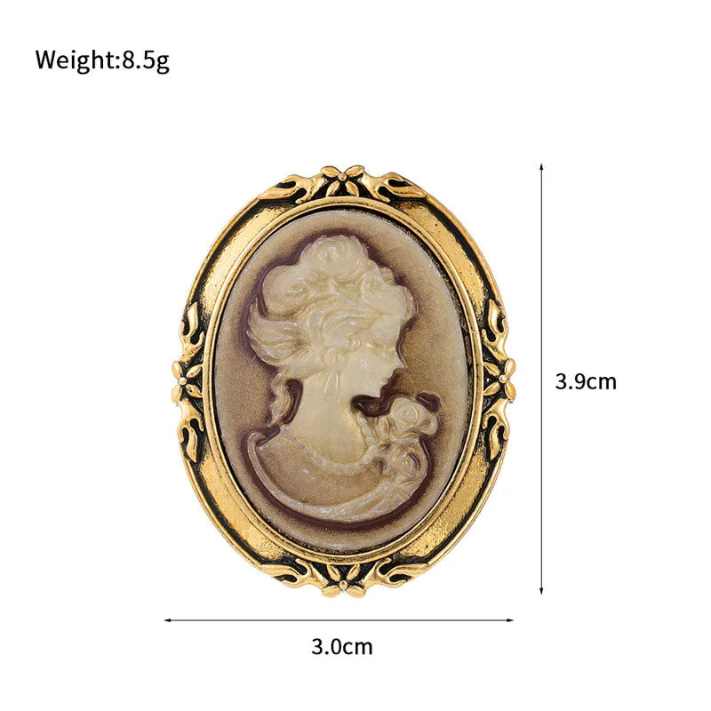 Vintage Victorian Design Queen's Cameo Brooch Pin, Antique Wedding Beauty Jewelry Gift, Elegant Style