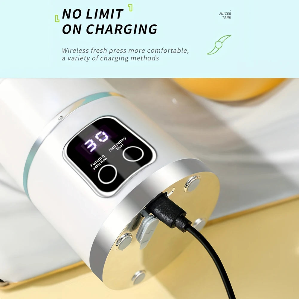 Portable Outdoor Electric Juicer 450ML  Digital Display Juice Cup USB Charging Mini Fruit Juicer