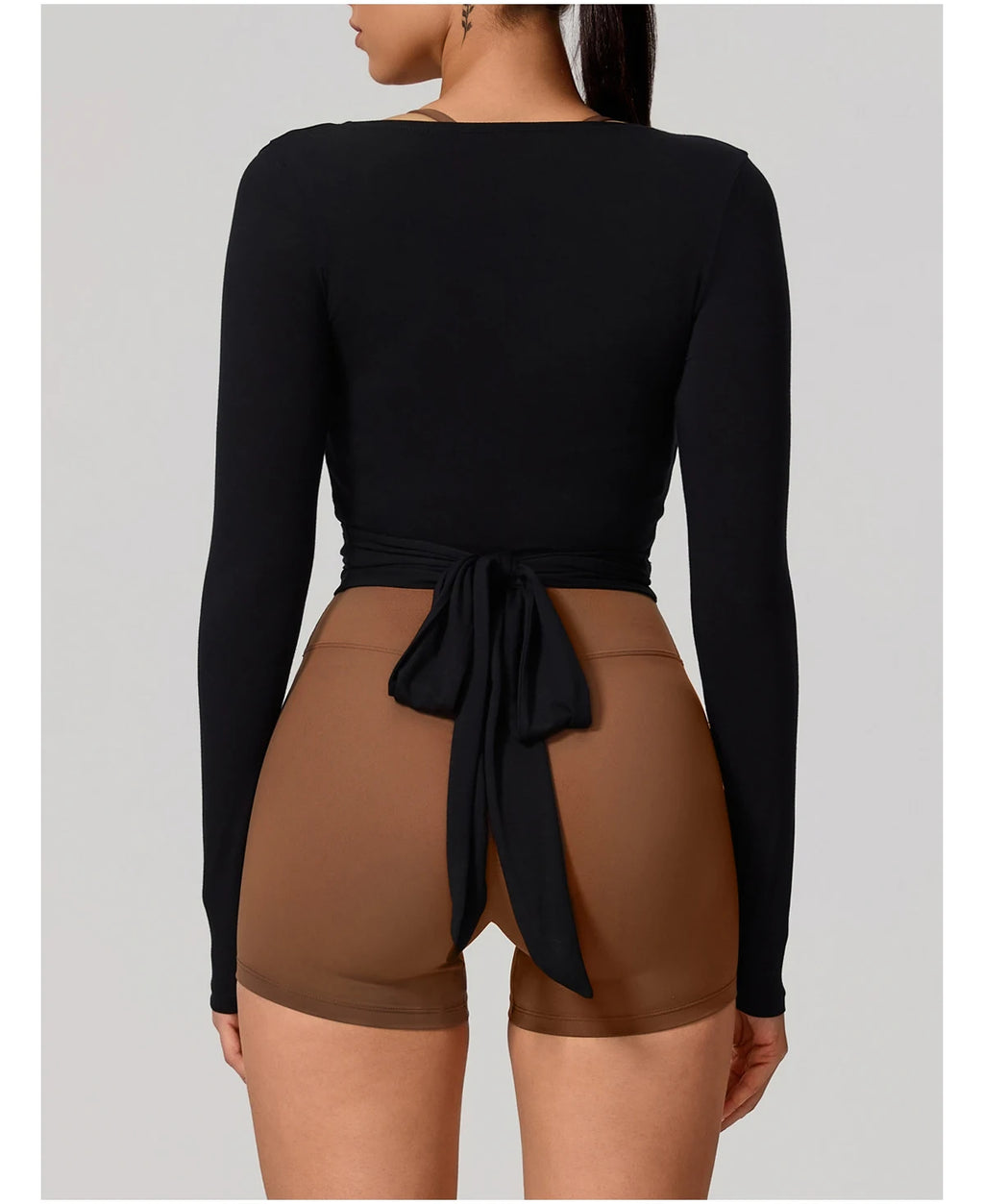 New Summer Women's Yoga Long Sleeve One Piece Strap Yoga Clothing Female Training Premium Ballet Wrap TopsWoman Gym Sports Top