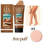Bronze Leg & Body Makeup Foundation With Powder Puff 100ml Waterproof Long Lasting Even Skin Tone Body Tanning Cream 3 Colors