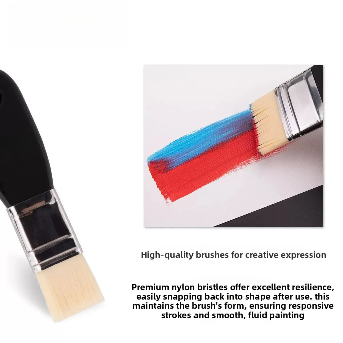 Oil Painting Nylon Pen Set Gouache Acrylic 1/3 Pcs Small/Medium/Large Sizes Flat Head Brush Wood Handle Painting Tools for Fine