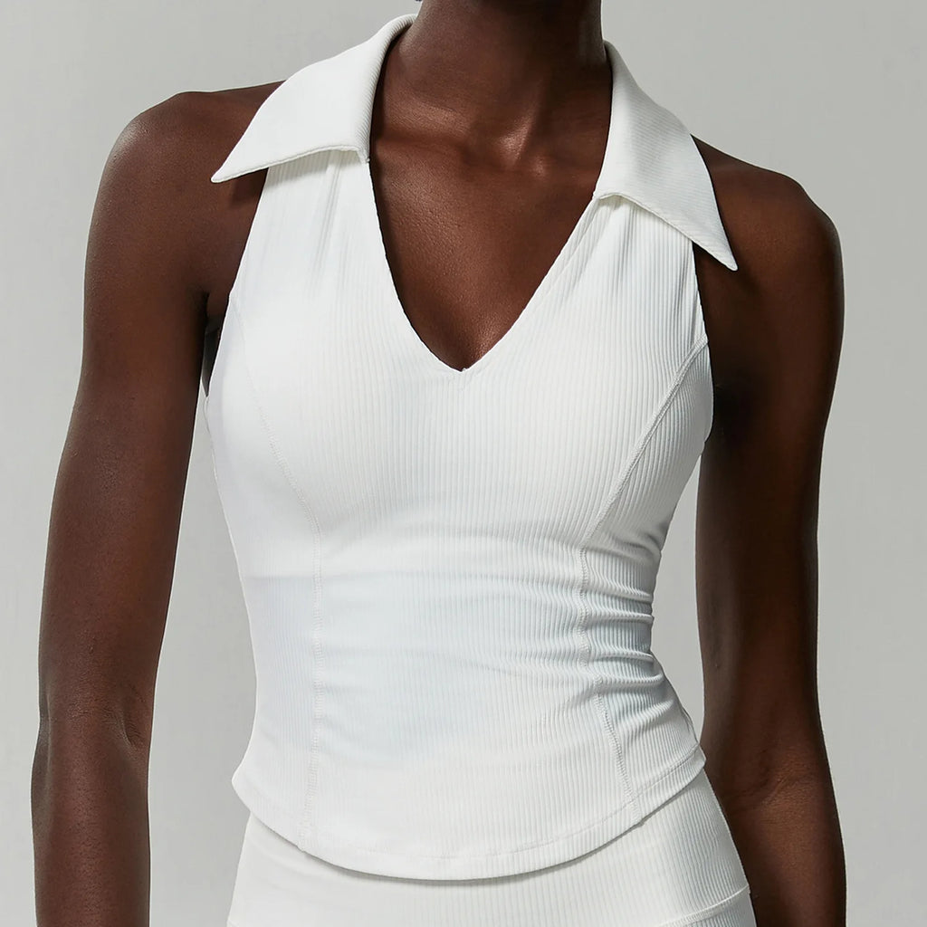 Sleeveless Fitness Yoga Shirt Women Summer Slim Fit V-Neckline Gym Running Top Breathable Quick Dry Sportswear Workout Clothes