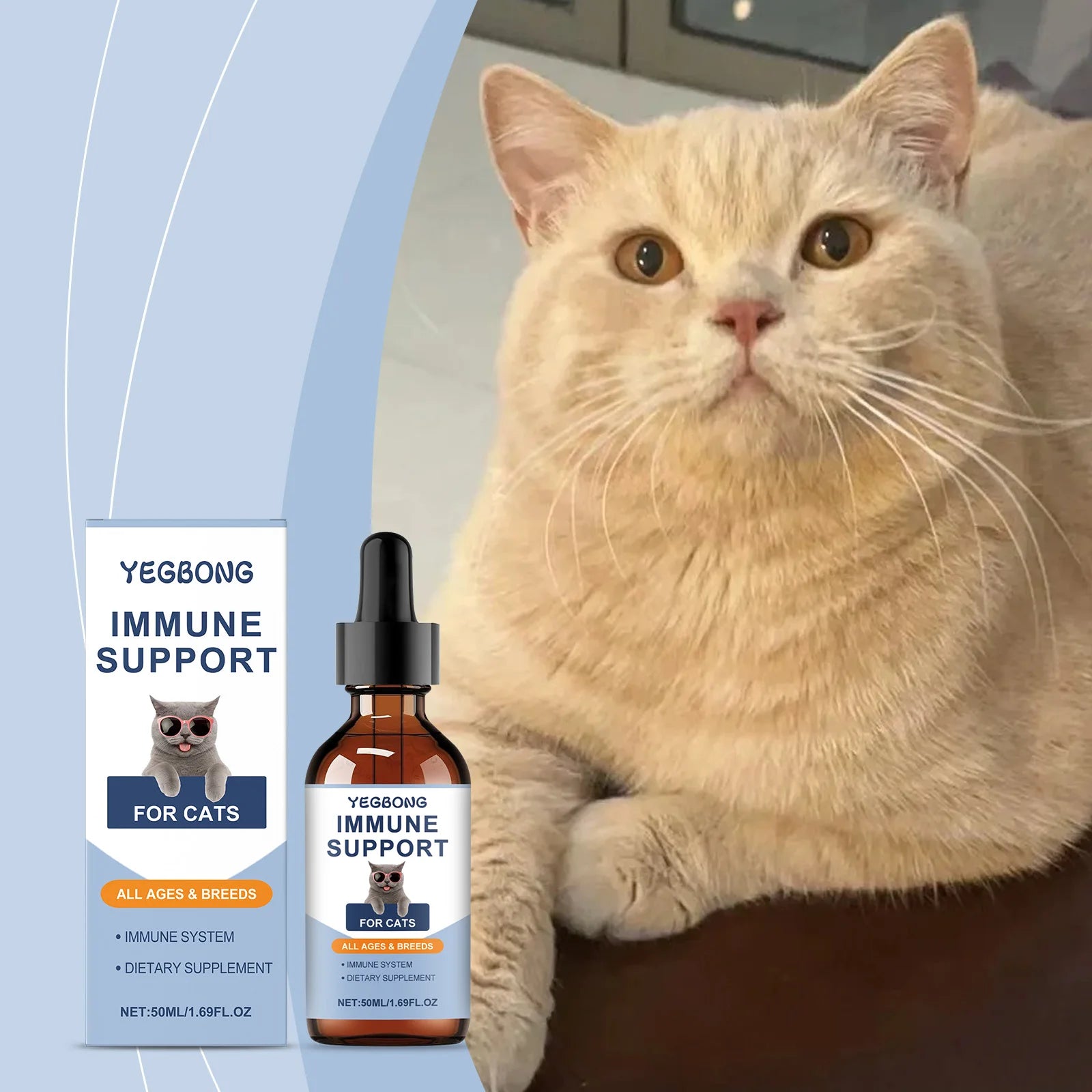 Yegbong 50ml Cat Vitamin Supplement Daily Care to Help Nutrition, Promote Growth, and Support Cat's Recovery, Vitamin Care Drops Main image